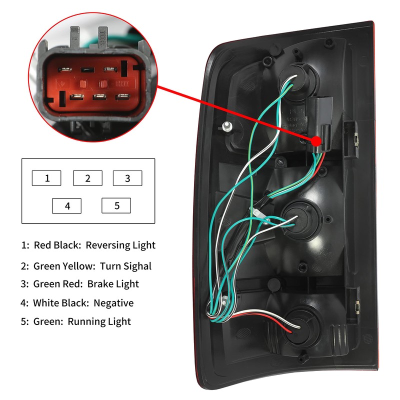 HECASA Tail Light Compatible with 02-06 Dodge Ram 1500/03-06 Dodge