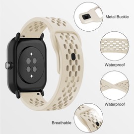 Strisinho 19mm Breathable Bands Compatible with Veryfitpro ID205L Smart Watch, Soft Silicone Watch Strap for Veryfitpro,Popglory ID205L,GRV ID205L/ID205/ID205U/ID205S/ID205G/YAMAY/Willful SW020/SW021