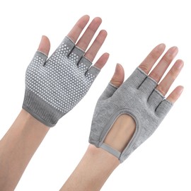 ZLLkeji Yoga Pilates Gloves for Women Breathable Non-Slip Silicon Padded Yoga Gloves For Fitness Workout Training Grey