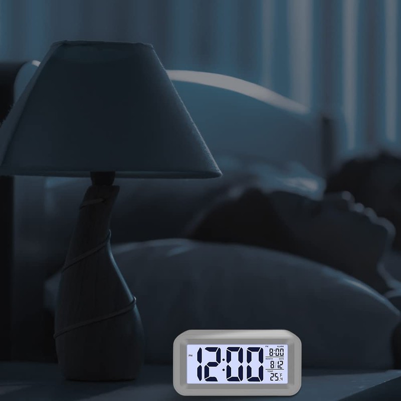 Digital Alarm Clock, Big LCD Digit Clock Display with Temperature,