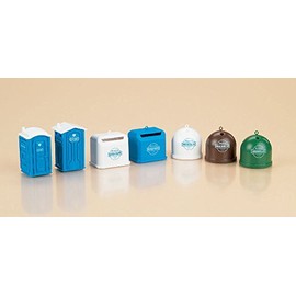 Auhagen 42593.0-Mobiltoiletten, Recycling Container, bunt