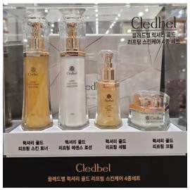 Cledbel 끌레드벨 기초세트 골드리프팅 4종 스킨 토너 +로션+세럼+크림 기초화장품 Cledebelle Basic Set Gold Lifting 4 Piece Skin Toner + Lotion + Serum + Cream Basic Makeup Set