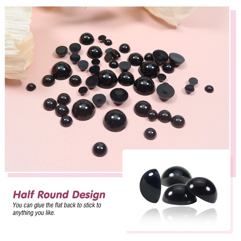 TOAOB 830pcs Plastic Eyes 4mm to 10mm Black Flat Back
