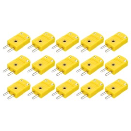 MECCANIXITY K Type Thermocouple Wire Connectors Male Plug Adapter High Temperature 120°C(248°F) for Thermocouple Sensor Probe Dark Yellow 15pcs