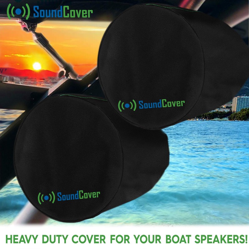 Black Waterproof 600D Marine Wake Tower Speaker Covers – Large