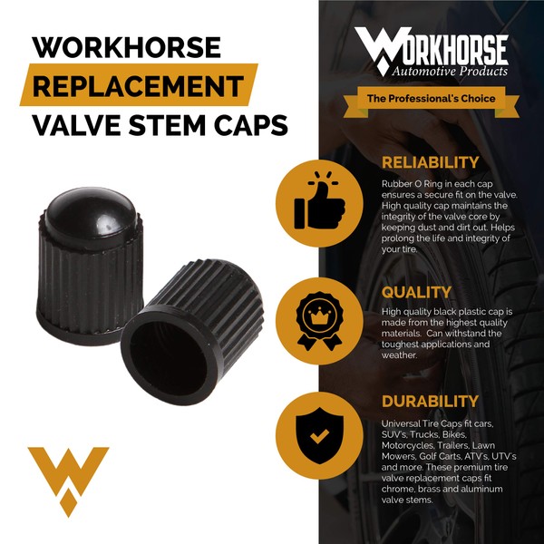 Workhorse Automotive Replacement Valve Stem Caps Pack of 50