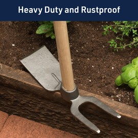 Kings County Tools Mini-Hoe & Two-Prong Grubber | Double-Sided Carbon Steel Blades | Lightweight Ash Handle | Gardening Tool | Weed and Break Up Soil with Less Effort