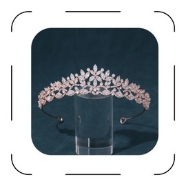 FASNAHOK Rose Gold Princess Birthday Crowns for Girls Cubic Zirconia Wedding Tiaras for Women CZ Bridal Hair Accessories for Bride Tiaras Para 15 Años Quinceañeras