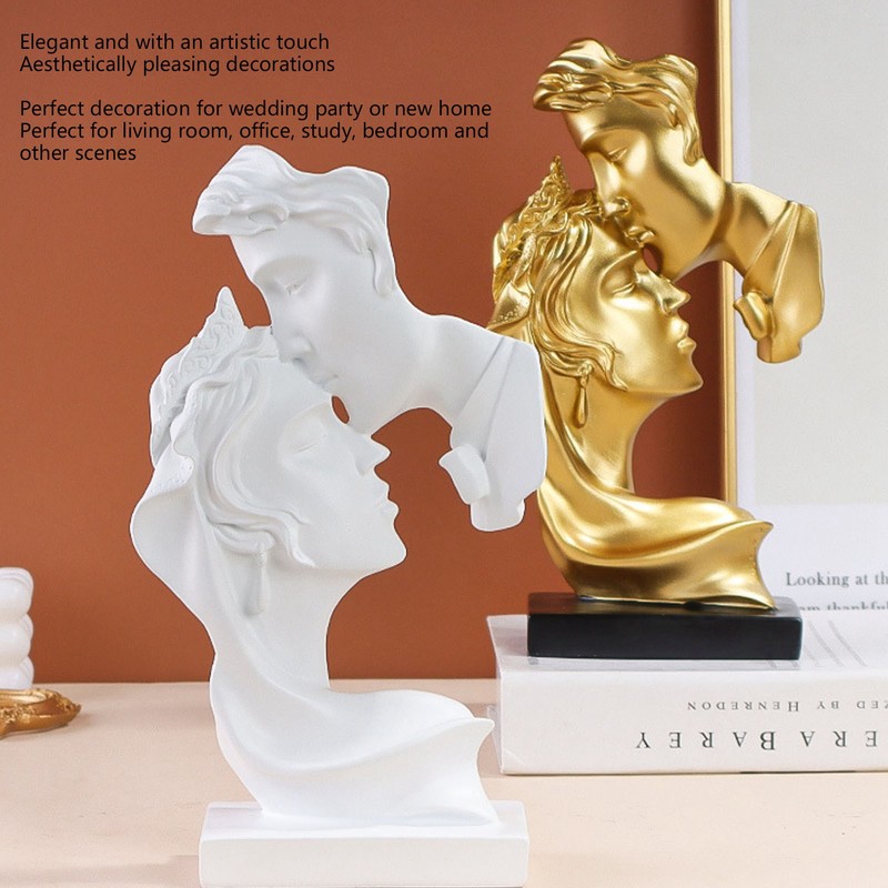 Kissing Lover Statues Resin Modern Romantic Ornament Figurine Couple Art