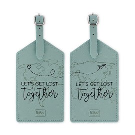 Legami - Luggage Tags Let's Get Lost Together Set of 2 Luggage Tags Accessories for Airplane Travel Cruise Train Luggage Tag for Data Protection PU Leather Microfiber