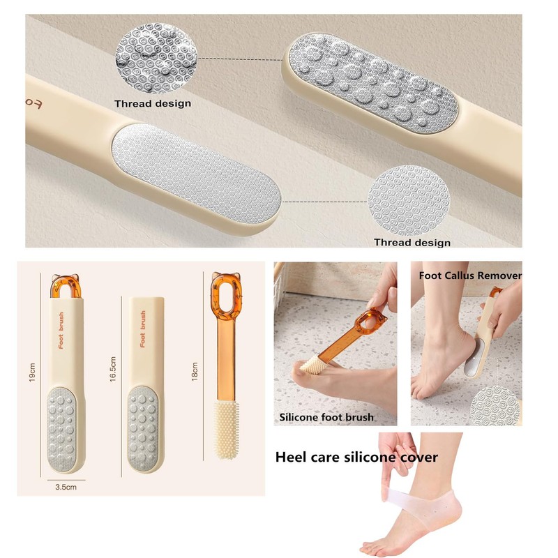 2-in-1 Foot File Callus Remover Set, Stainless Steel Foot Scrubber