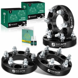 YHTAUTO 6x4.5 inch Wheel Spacers 1 inch Compatible with Dodge Dakota 1991-2004, Durango 1998-2003, Viper 1992-2017 6 Lug Tire Spacers w/ 1/2"-20 & 12.9 Grade Studs, 71.5mm Hub Bore 4PCS Black