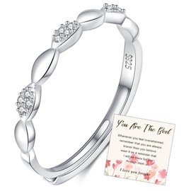 RANKEEF 925 Silver Women's Engagement Ring Women's Ring Adjustable Zirconia Ring Silver Ring Women's 925 Silver Infinity Engagement Ring Promise Ring Wedding Rings Silver Jewellery, Sterling Silver,