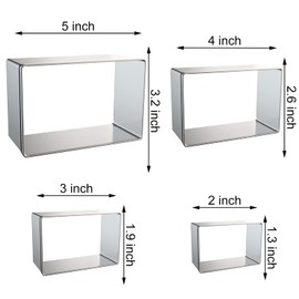 Rectangle Cookie Cutter Set Large - 5 Inch, 4 Inch, 3 Inch, 2 Inch - Geometric Frame Plaque Cookie Cutters Shapes Biscuit Molds - Stainless Steel