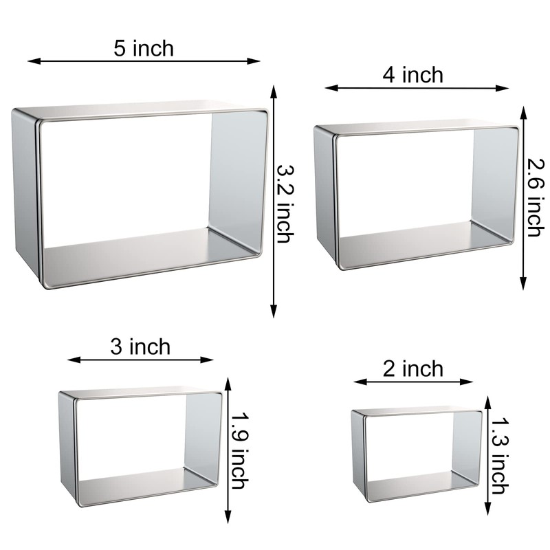 Rectangle Cookie Cutter Set Large - 5 Inch, 4 Inch,