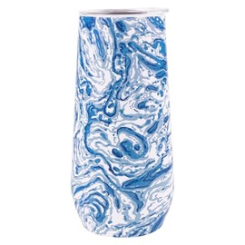 Lilly Pulitzer 10 Oz Stemless Champagne Flute, Small Stainless Steel Tumbler with Lid, Double Wall Insulated Metal Cup, Marble Swirl