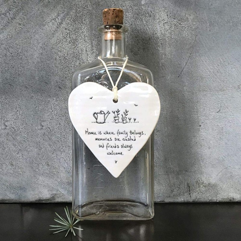 East Of India Hanging Heart Gift Home is where family