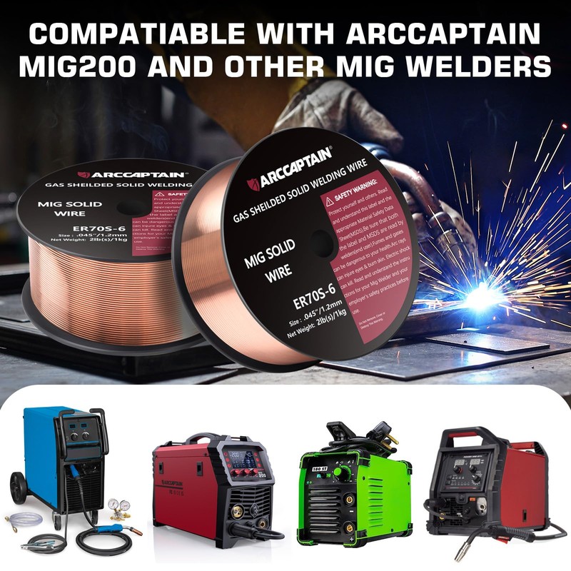 ARCCAPTAIN MIG Welding Wire, MIG Wire ER70S-6 2Lbs Gas Solid