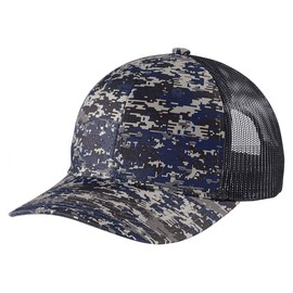 Port Authority Digi Camo Snapback Trucker Cap C114, Rich Navy Digi/ Grey Steel, OSFA