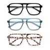 AMOMOMA 3 Pack Trendy Aviator Reading Glasses for Women Men