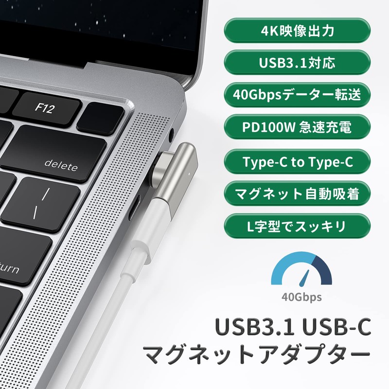 USB TYPE-C Converter Adapter, Magnet, USB 3.1, 40Gbps, PD100W, 4K/60Hz,
