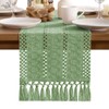 MLMW Boho Sage Green Table Runner 60 inches Short Coffee