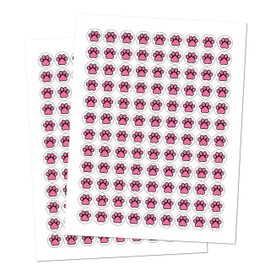 216 Paw Print Kisses Stickers Labels, Animal Paws Stickers for Party Favors, Any Event Decorations, Gift (Pink)