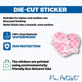Custom Name Sticker Checkered Heart Sticker Cute Heart Sweet Name Sticker Y2k Aesthetic Stickers Groovy Sticker Laptop Sticker Name Decal