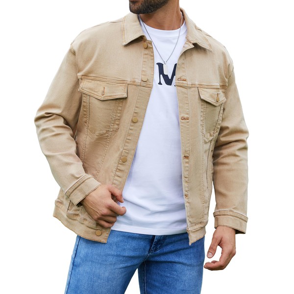 fon Denim Jackets for Men Trucker Jean Jacket Unlined Coats