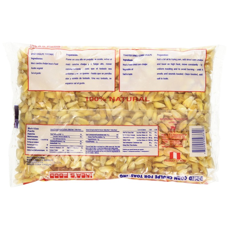 Incas Food Maiz Cancha Chulpe Para Tostar- Dried Corn Chulpe