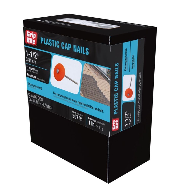 Grip-Rite Plastic Cap Nails - Secure Roofing Underlayments and Housewraps