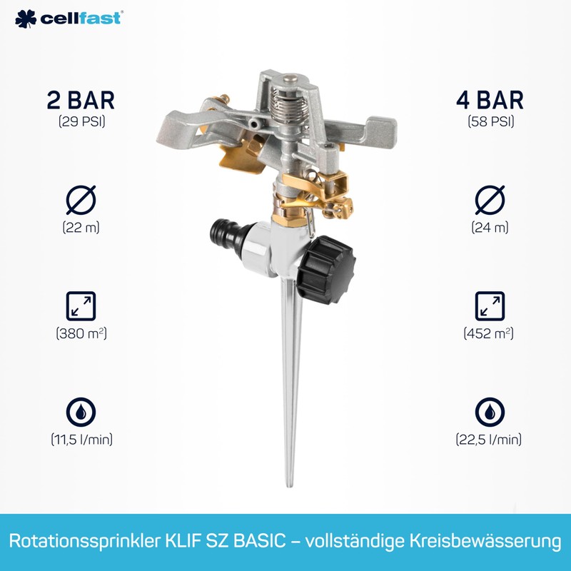 Cellfast Basic Pulsation Sprinkler for Irrigation of Areas up to