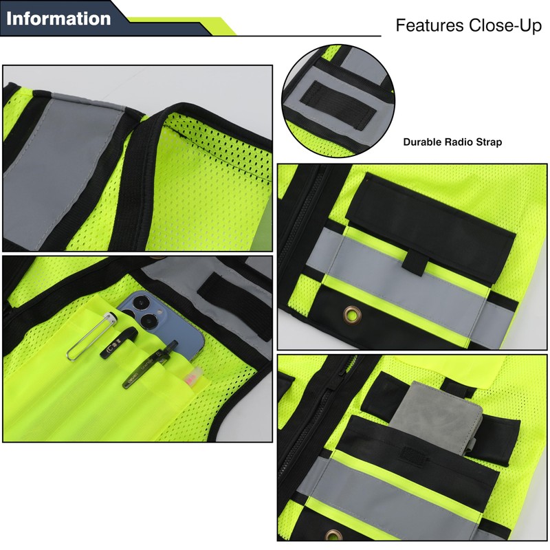 Gasoline Class 2 High Visibility Reflective Safety Vests Women &