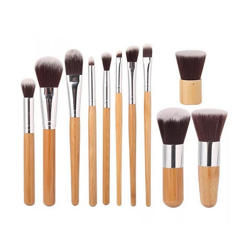Brochas de Maquillaje Profesionales con de bambú, Bolsa de Almacenamiento