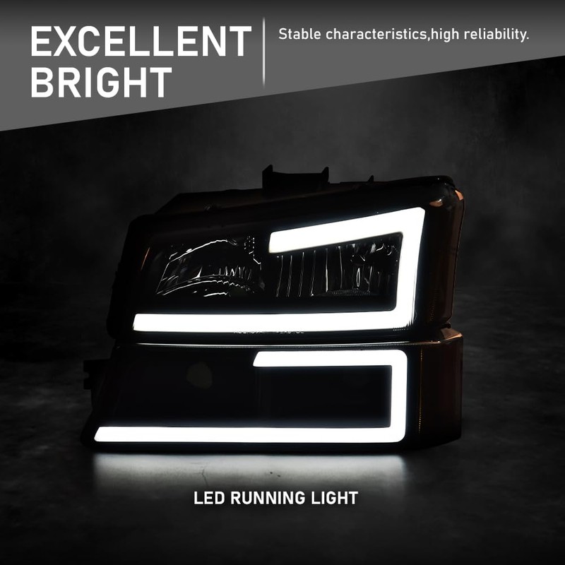 G-PLUS LED DRL Headlights, Fit Chevy Silverado 1500 2500 3500&HD