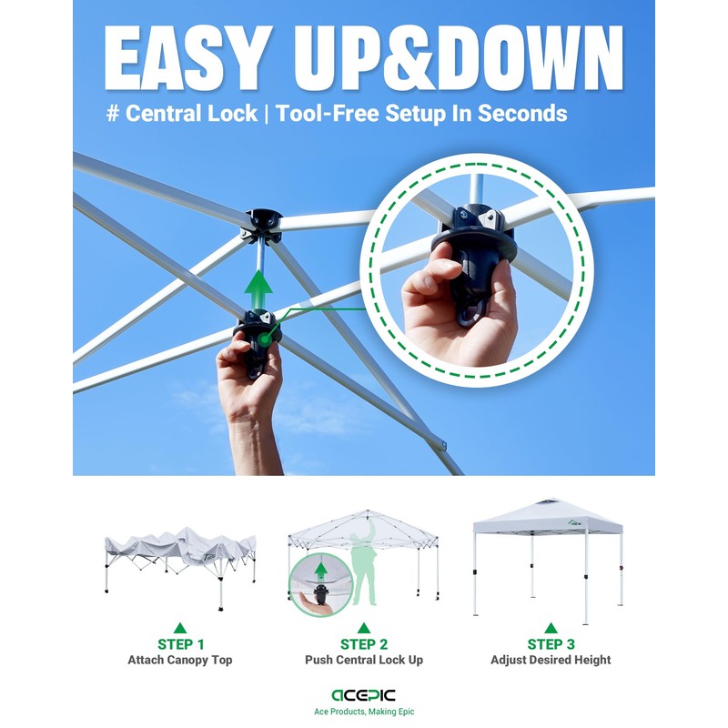 10x10 Pop Up Canopy Tent, Easy Setup Shelter, Khaki
