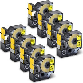 GREENCYCLE Label Maker Tape 45808 S0720880 Compatible for DYMO D1 3/4" (19mm) x 23ft (7m) for LabelManager 360D 420P 450 LMPC II LabelPoint 350 350 LabelWriter 450 Duo (Black on Yellow, 8 Pack)