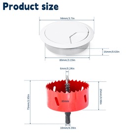 12 PCS Desk Grommet, Desk Cable Grommet 80mm with Hole Saw Round Desk Cable Hole for Hide Data Cords in Office Desk, TV Stands, Tabletops (White)