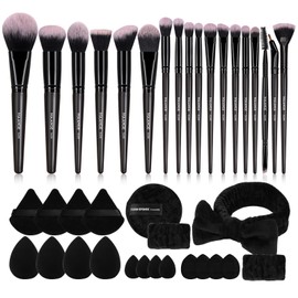 MAANGE 38 Pcs Makeup Brush Set Premium Synthetic Make Up Brushes Soft Foundation Powder Eyeliner Eye Shadow Makeup Brushes Professional Makeup Tool Set (Black)