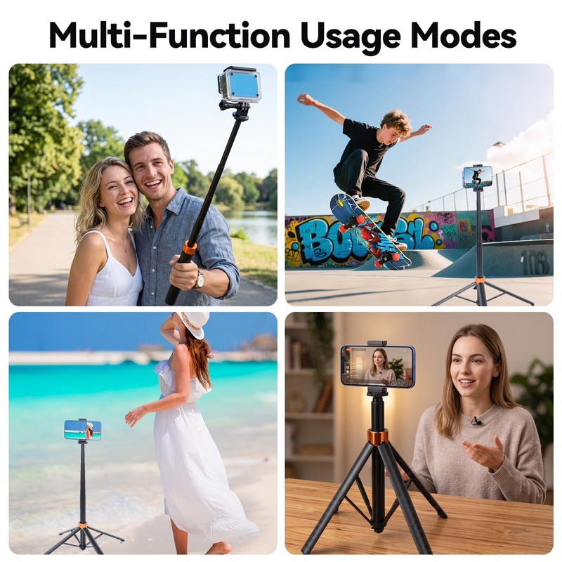 UTEBIT 59'' Telescopic Selfie Stick with Tripod, Enhanced 4-Leg Steady