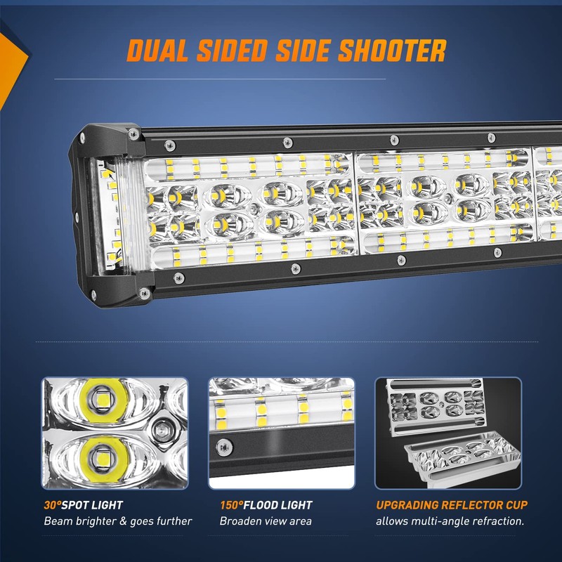 Nilight 22 Inch Side Shooter LED Light Bar Quadruple Row