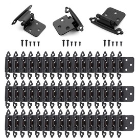 50 Pcs Matte Black Overlay Cabinet Door Hinges, 1/2" Overlay Self Closing Hinges Hardware for Kitchen,Cabinets,Cupboard,Furniture Doors,25 Pairs