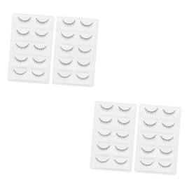 Beavorty 20pairs Natural Curly False Eyelashes Wispy Lashes Pre-glued Eyelash Extensions Realistic Eye Makeup Supply