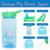 Kids Water Bottle with Straw, 420ml George Pig Plastic Water