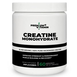 Creatine Monohydrate Powder Muscle gain (Micronized) 5g per serv 300g Unflavored
