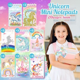 24Packs Unicorn Mini Notepads Magical Pastel Watercolor Rainbow Spiral Notebooks Pocket Journal Memo Pads School Classroom Rewards Stationery Supplies Birthday Party Favors Goodie Bags Gift for Girls