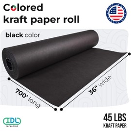 Black Kraft Paper Roll 36" x 8400" (700 feet) - Quality USA-Made Large Paper Roll 45lb Thickness for Packing, Moving, Shipping & Crafts/Art - 100% Recyclable Natural Wrapping Material by IDL Packaging