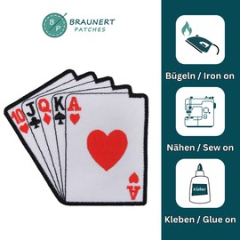 Card Poker Royal Flush Sew-On Iron-On Patch Iron-On Patch Size 9.0 x 8.7 cm
