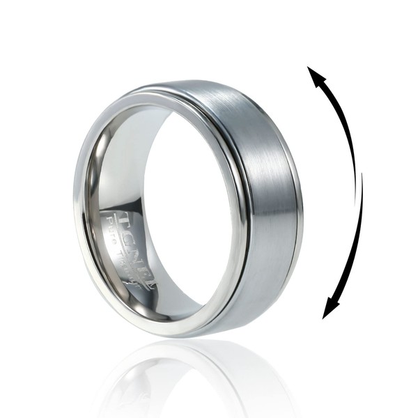 8mm Titanium Anxiety Fidget Rings Spinner Tungsten Ring for Men