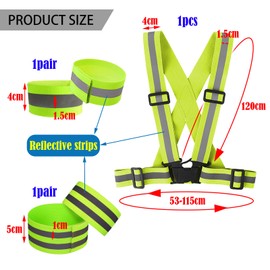 TYXHXTF Running Reflective Vest, Reflective Running Gear, Reflective Wrist Strap, Adjustable Running Safety Vest, Running Accessories for Outdoor Running, Cycling, Walking and Motorcycle Riding